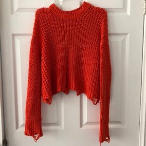 Zara Orange distressed knit size small
